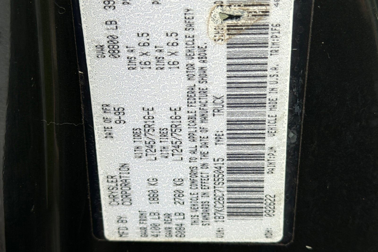 1996 Dodge Ram 2500 REG CAB 135" WB