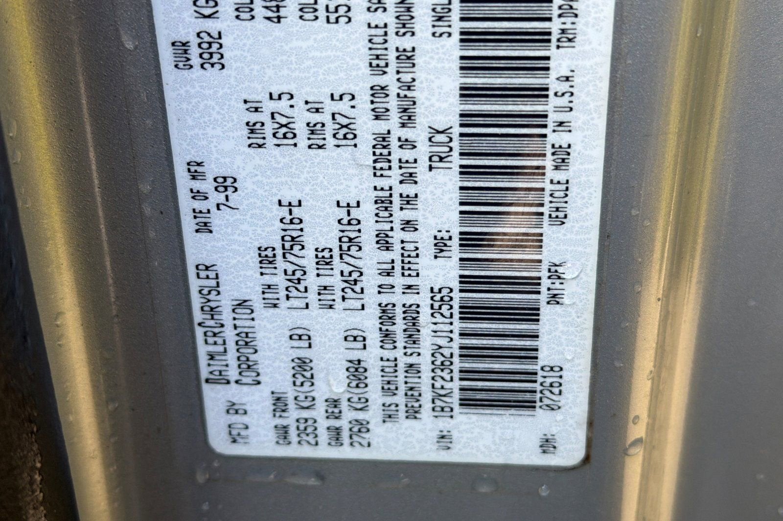 2000 Dodge Ram 2500 4DR QUAD 155WB HD