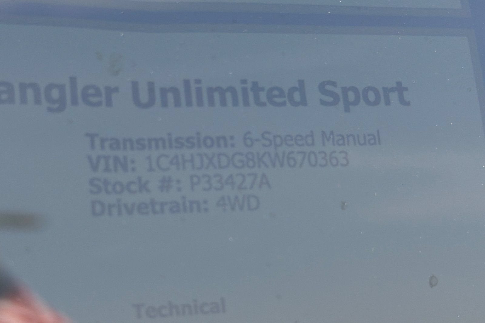 2019 Jeep Wrangler Unlimited Sport