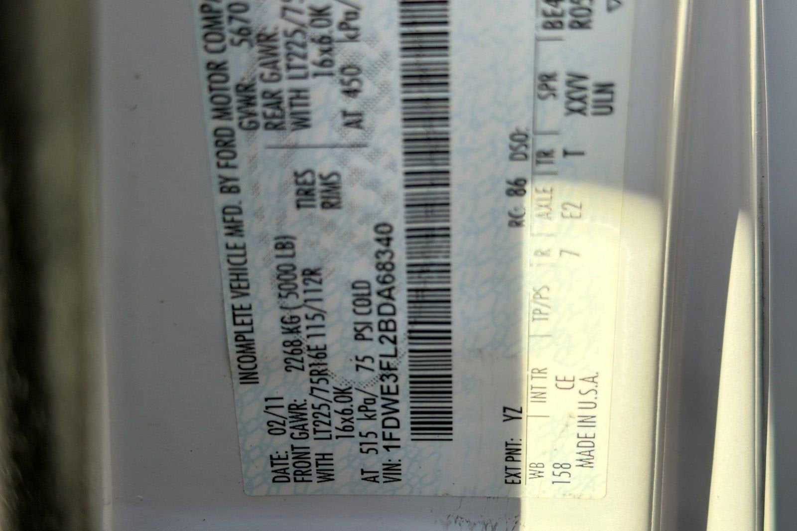 2011 Ford Econoline Commercial Cuta E-350 SUPER DUTY