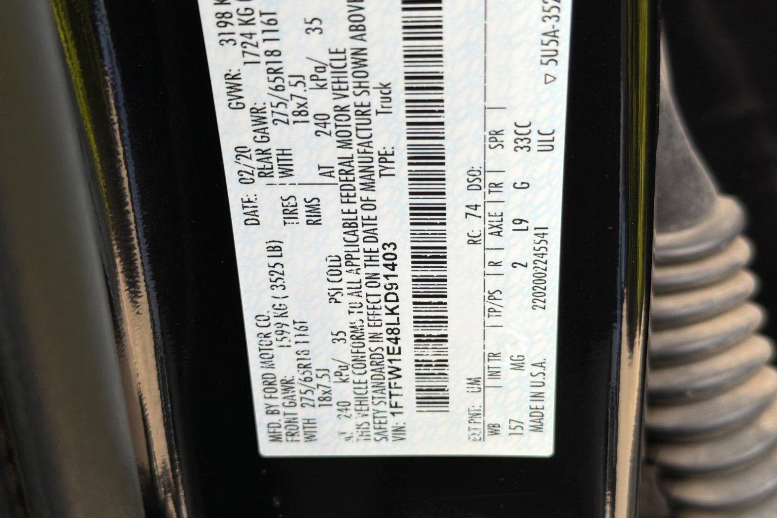 2020 FORD TRUCK F-150 Base