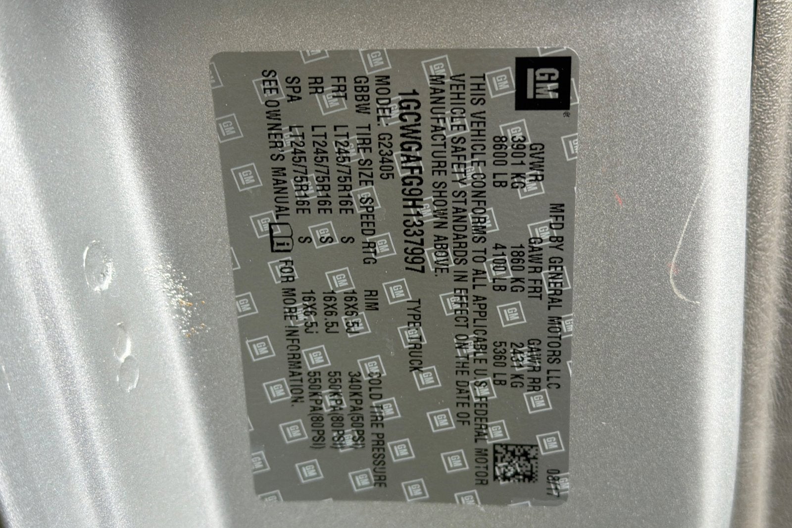 2017 Chevrolet Express Cargo 2500 2500 RWD 135"