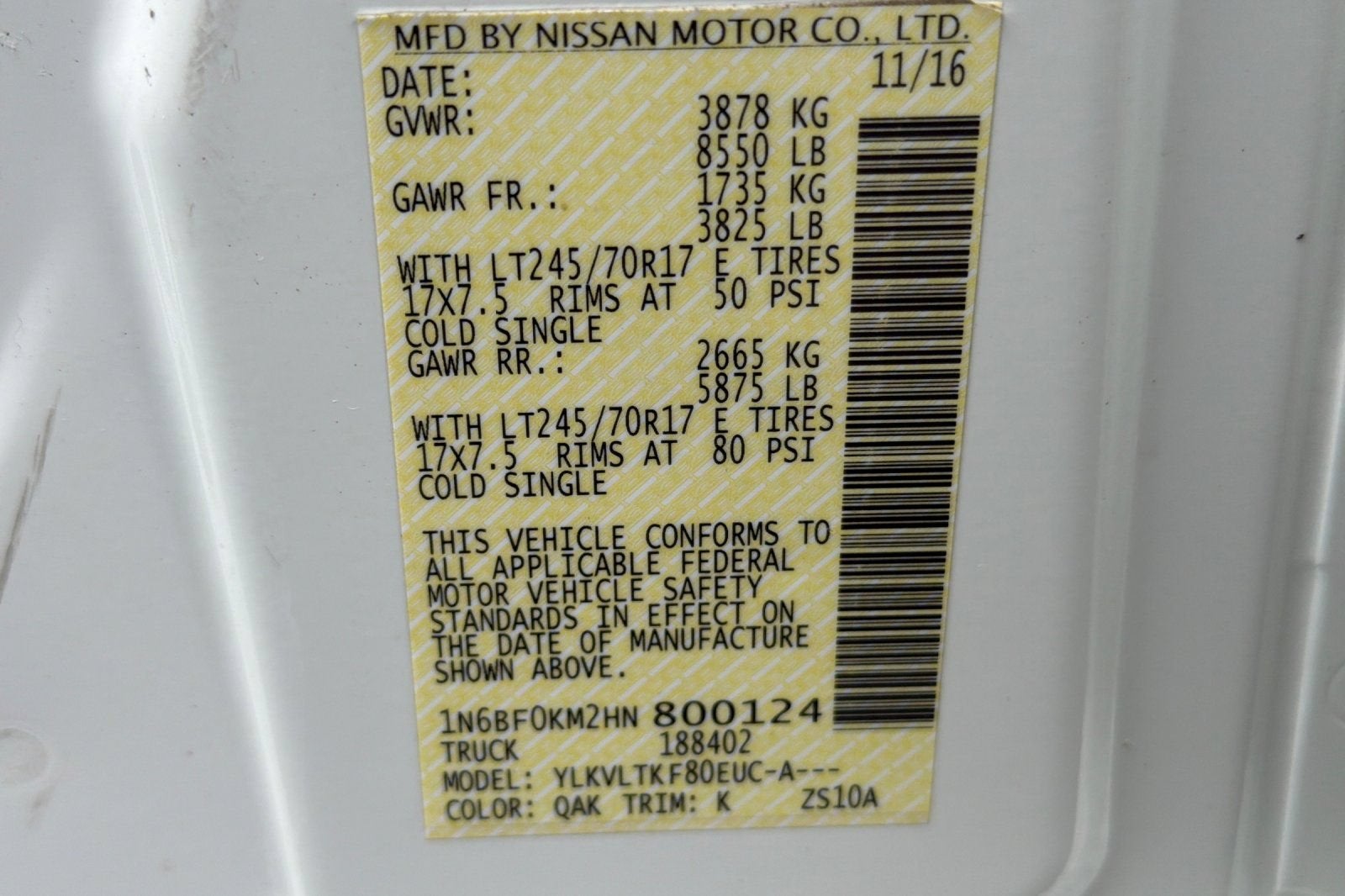 2017 Nissan NV Cargo SV