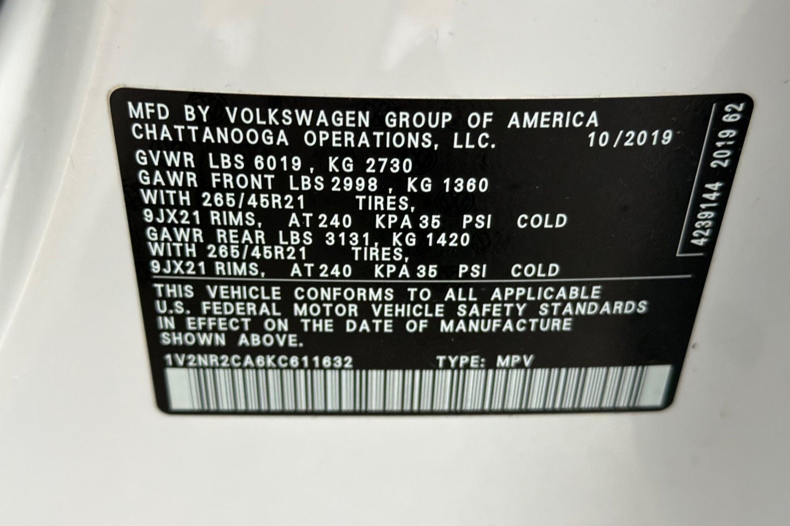 2019 Volkswagen Atlas SEL Premium 4Motion