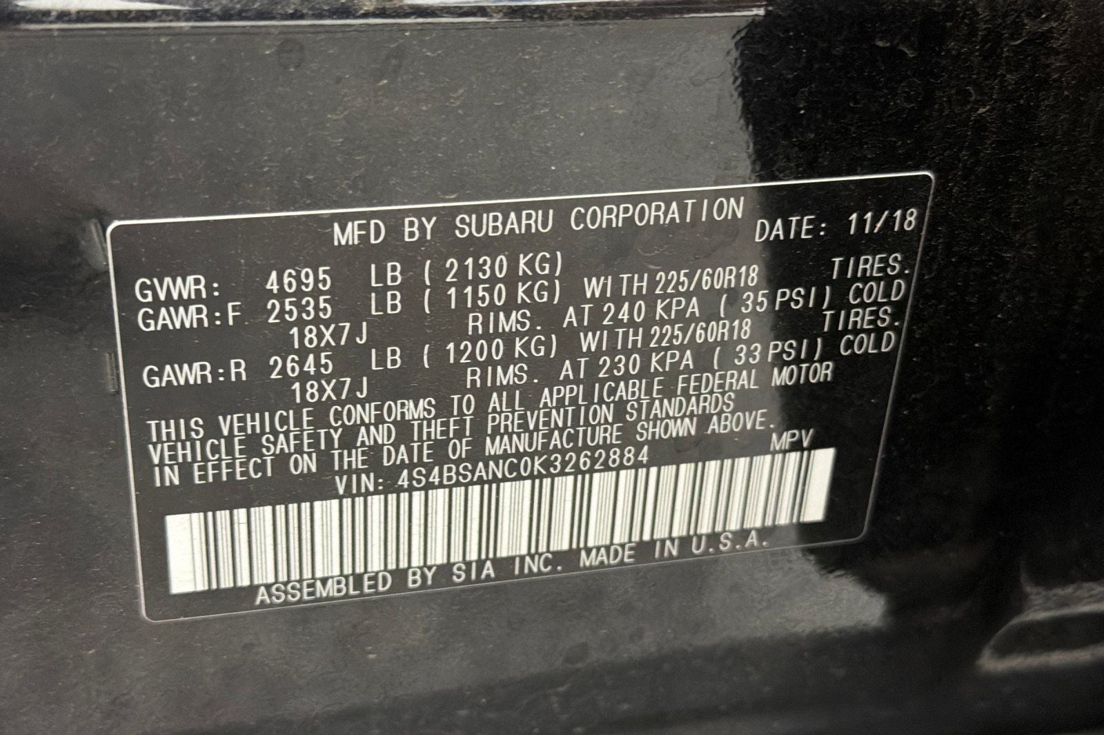 2019 Subaru Outback 2.5i Limited