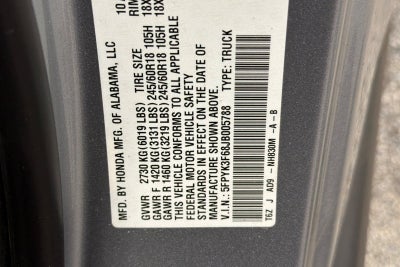 2018 Honda Ridgeline RTL-T