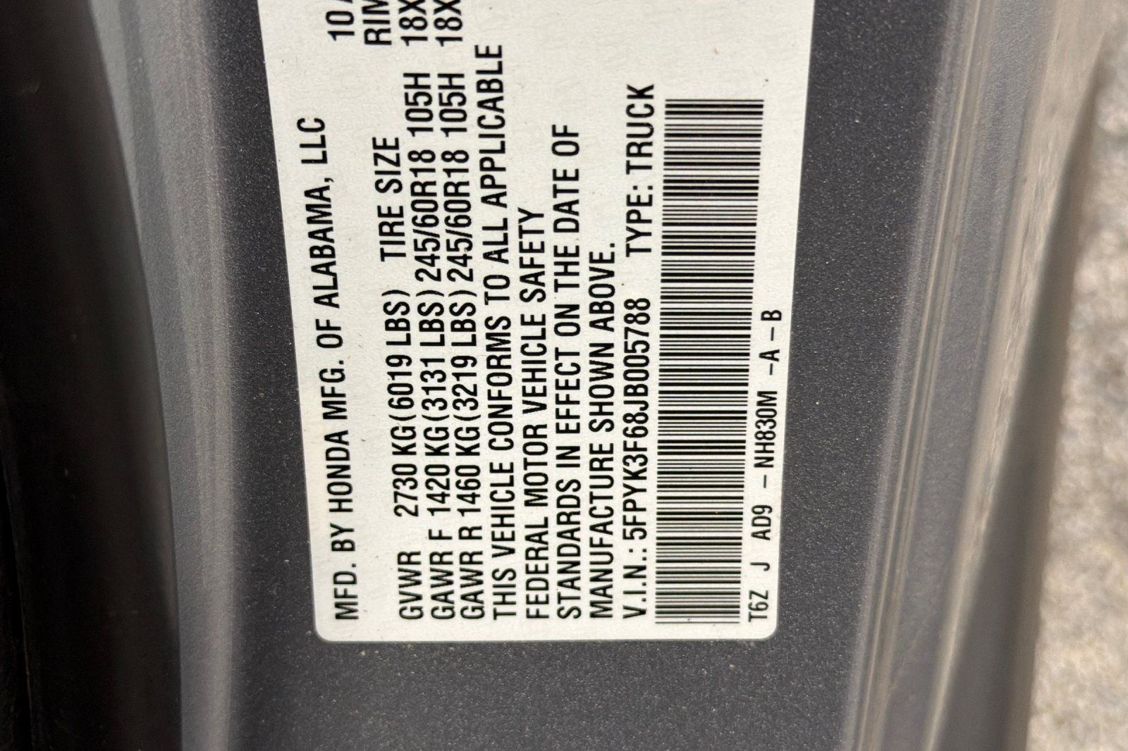 2018 Honda Ridgeline RTL-T