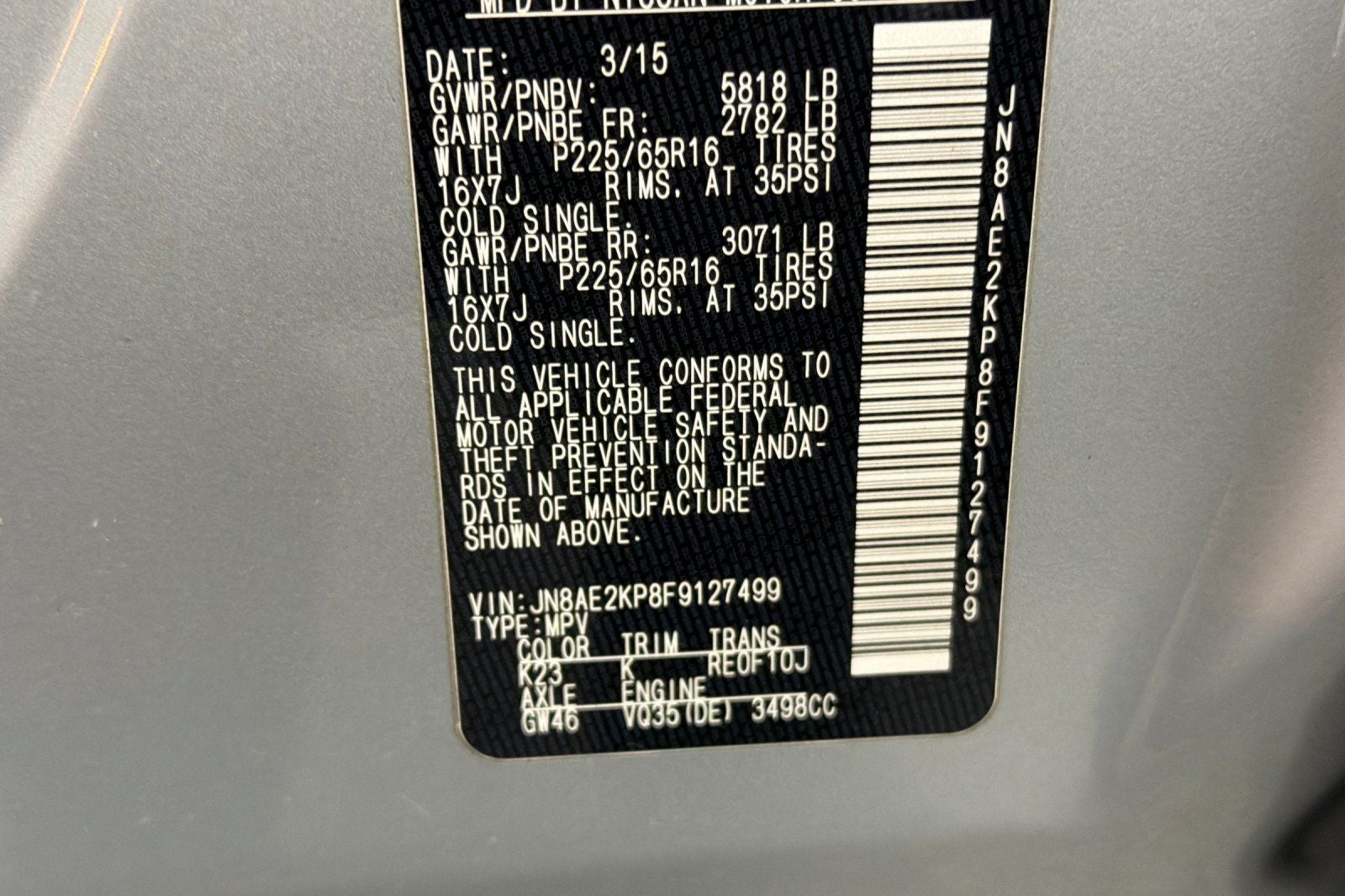 2015 Nissan Quest 3.5 SV