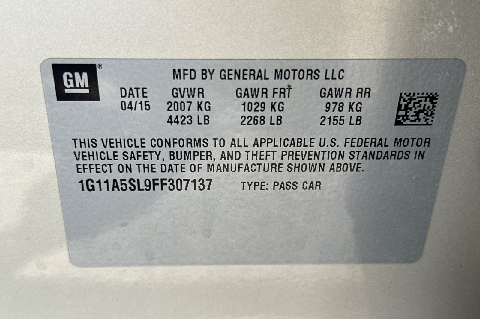 2015 Chevrolet Malibu LS 1FL