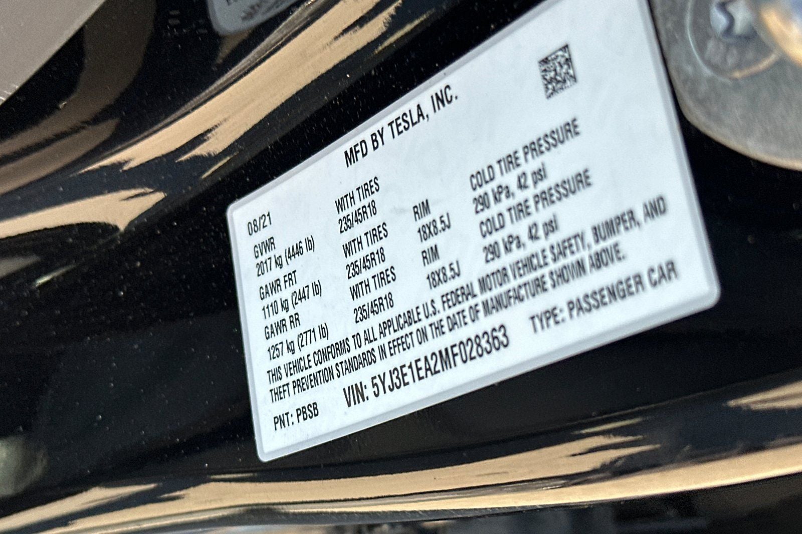 2021 Tesla Model 3 Standard Range Plus