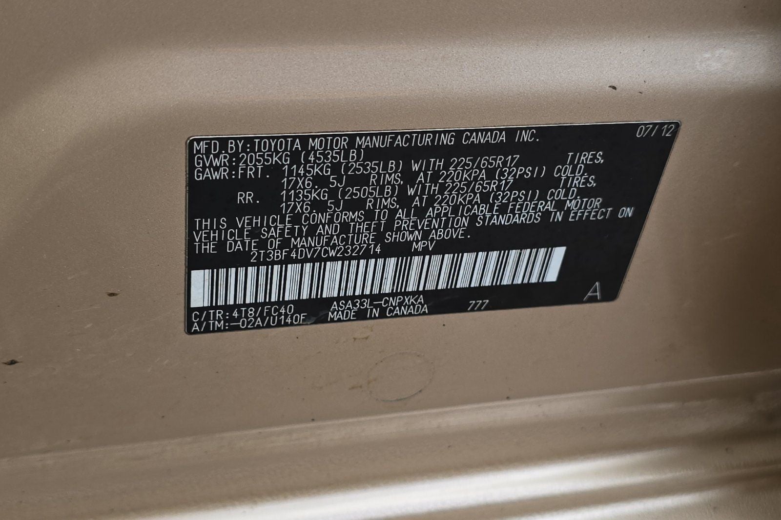 2012 Toyota RAV4 Base