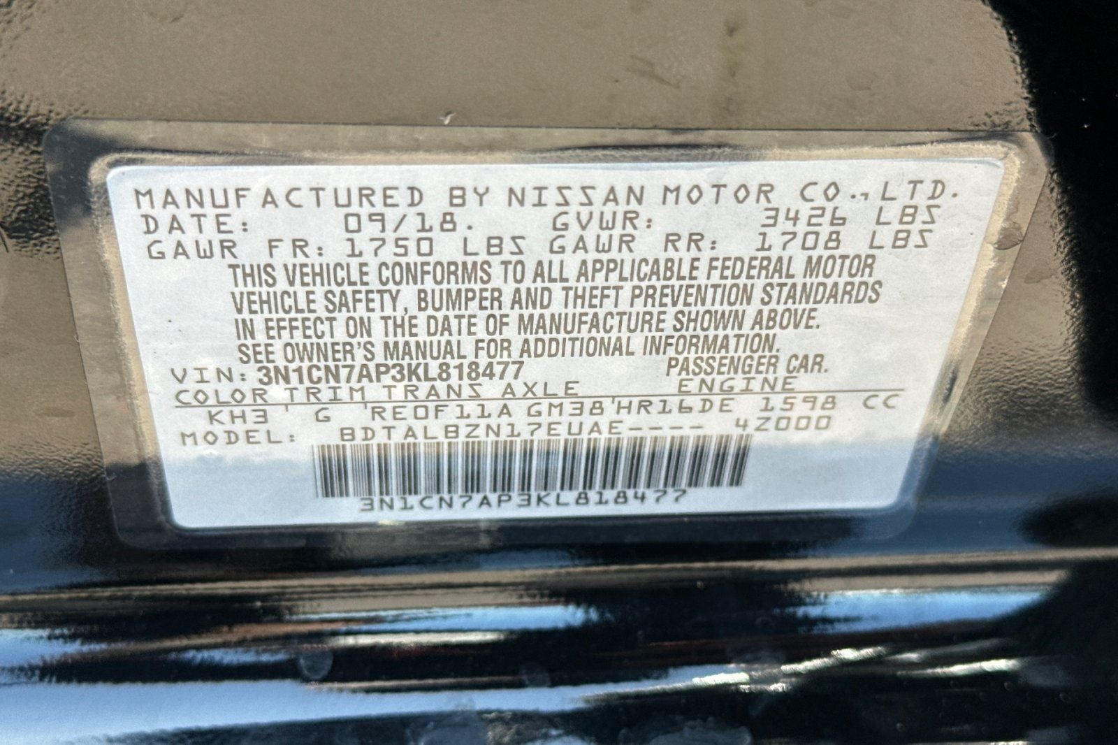 2019 Nissan Versa 1.6 SV